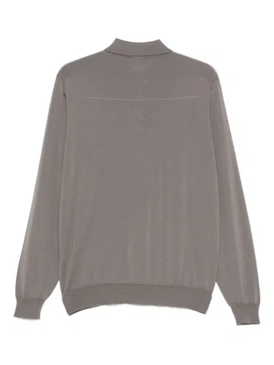 Dell'oglio Zip-neck Polo Shirt In Gray