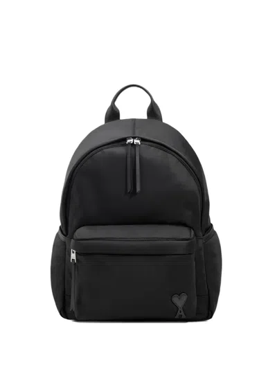 Ami Alexandre Mattiussi Ami Paris Black Polyamide Backpack In Black