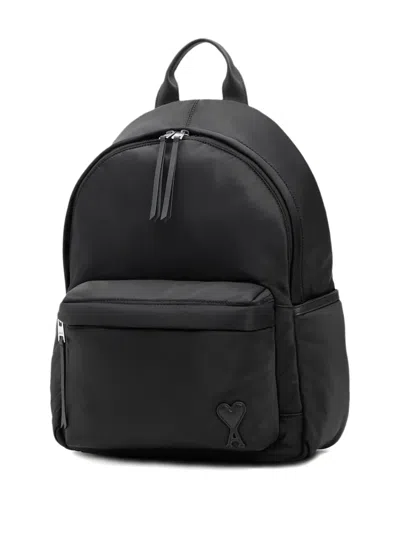 Ami Alexandre Mattiussi Ami Paris Black Polyamide Backpack In Black