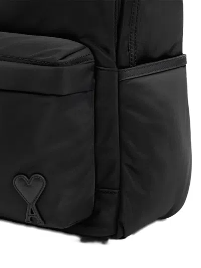 Ami Alexandre Mattiussi Ami Paris Black Polyamide Backpack In Black