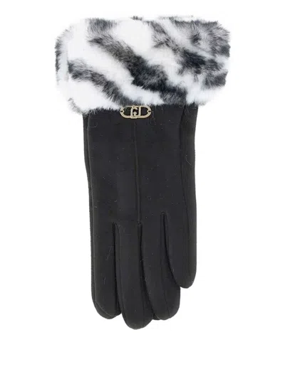 Liu •jo Metal-logo Gloves In Black