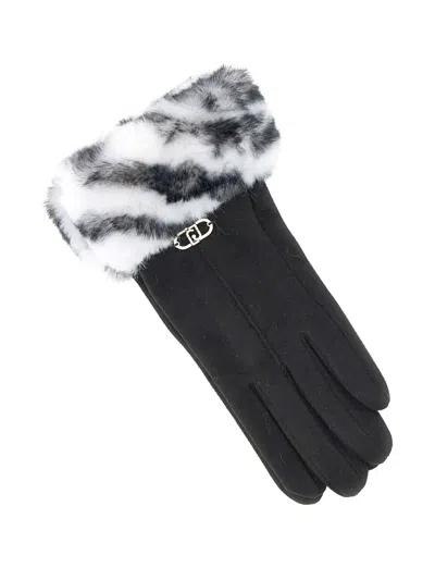 Liu •jo Metal-logo Gloves In Black