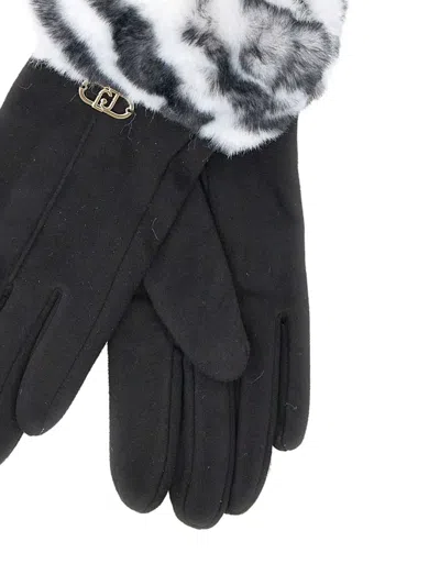 Liu •jo Metal-logo Gloves In Black