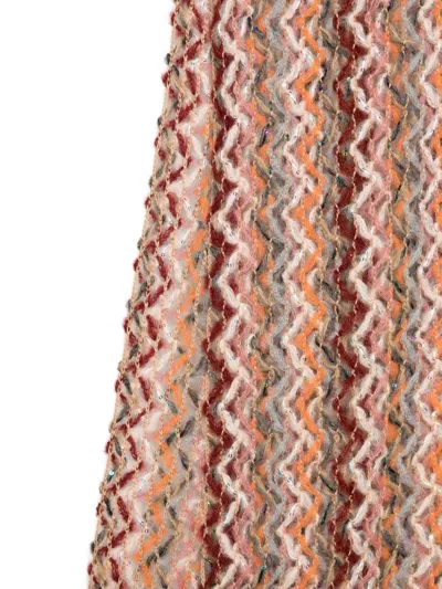 Missoni Textured Fringed Zig-zag Pattern Scarf In Multi