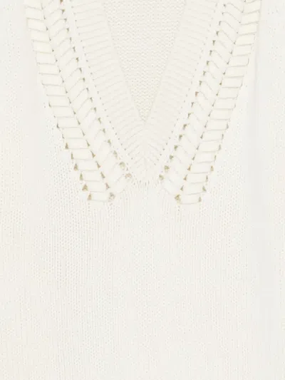 Malo Long Sleeve V-neck Sweater In Neutral