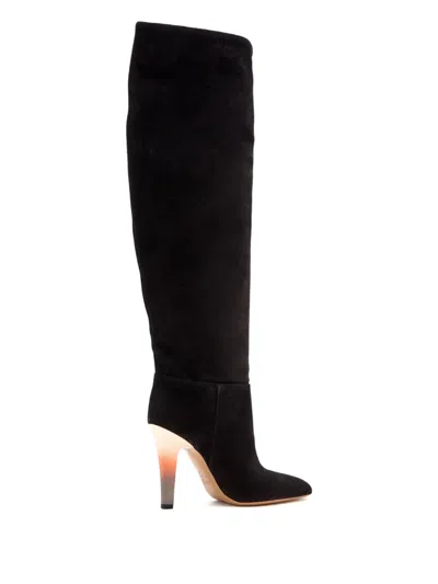 Paris Texas 10mm Pointed Suede Heel Boot In Black