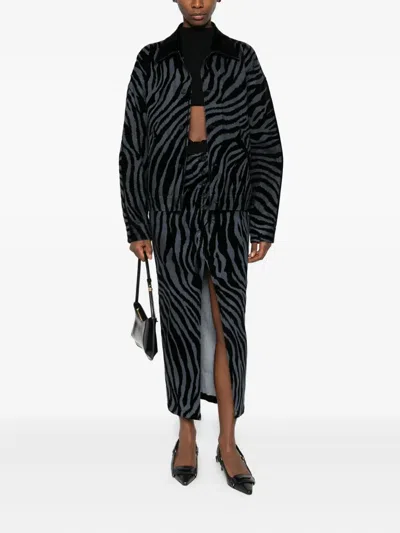 Pence Luis Zebra-print Buttoned Overshirt In Black