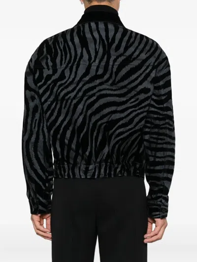Pence Luis Zebra-print Buttoned Overshirt In Black