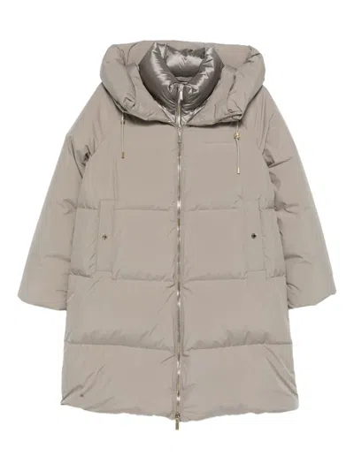 Moorer Hooded Zip-fastening Coat In Neutral