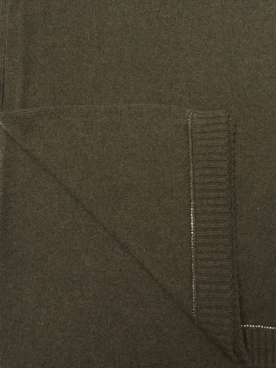 Kangra Cashmere Wool And Cashmere Blend Scarf With Strass Embellishments In Green