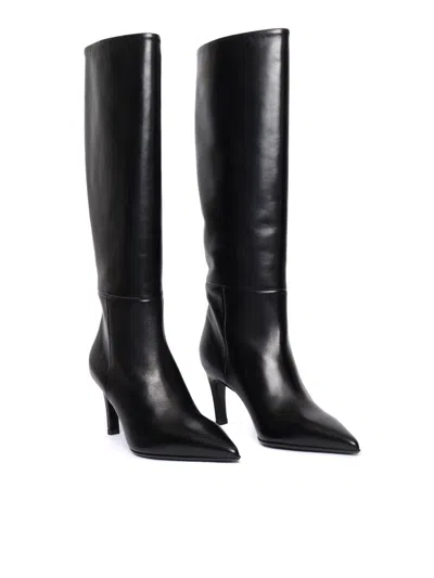 Sergio Levantesi 56mm Ginevra Leather Boot In Black