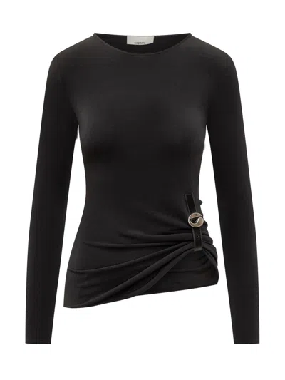 Coperni Top With Curled Detail And Buckle In Black