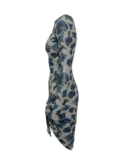 Coperni Suspended Ascii Floral Long Sleeve Jersey Dress In Black