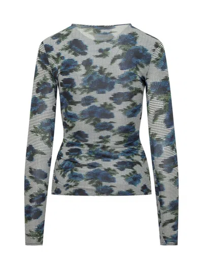 Coperni Top With Floral Print And Side Buckle In Multi