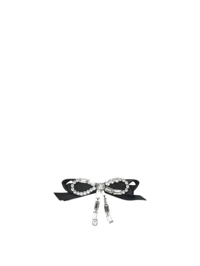 Jimmy Choo "crystal Bow" Hair Clip In Black