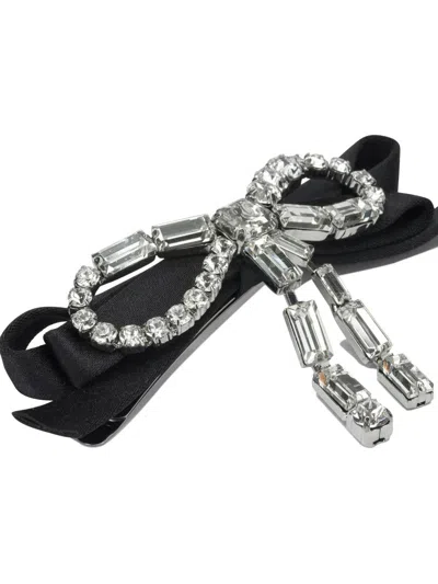 Jimmy Choo "crystal Bow" Hair Clip In Black