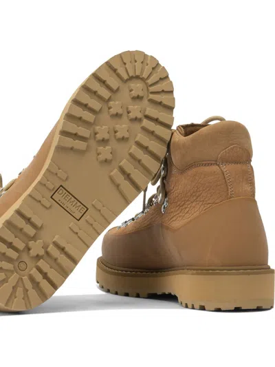 Diemme Beige Leather Ankle Boots In Neutral