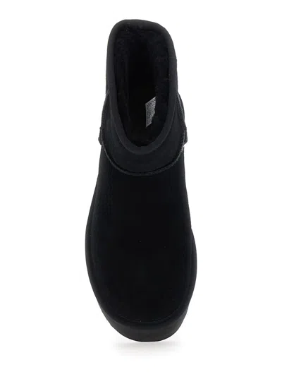 Ugg 'classic Mini Platform' Black Ankle Boots With Platform In Suede Woman In Black