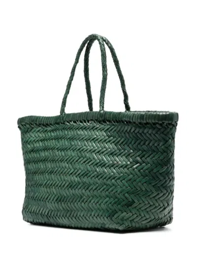 Dragon Diffusion Triple Jump Green Handbag With Two Top Handles And Woven Design In Leather Woman In Green