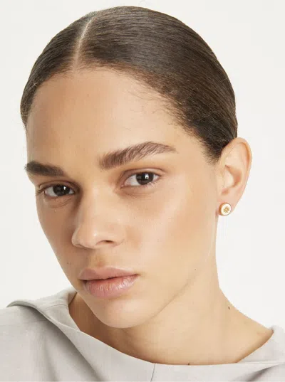 Tory Burch Black Earings With Circular Shape And Double T Motif In Brass Blend Woman In Black