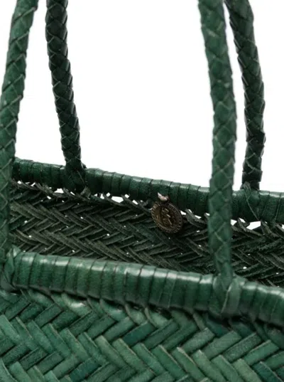 Dragon Diffusion Triple Jump Green Handbag With Two Top Handles And Woven Design In Leather Woman In Green