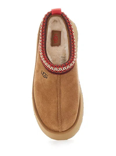 Ugg ‘tasman' Beige Plaited Hem Mules In Suede Woman In Brown