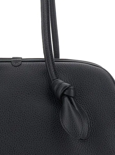 Jacquemus 'le Turismo' Black Handbag With Two Round Handles In Grained Leather Woman In Black