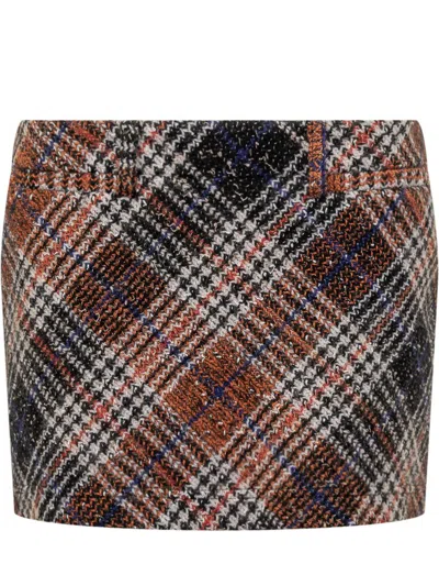 Missoni Wool Check Mini Skirt In Multi