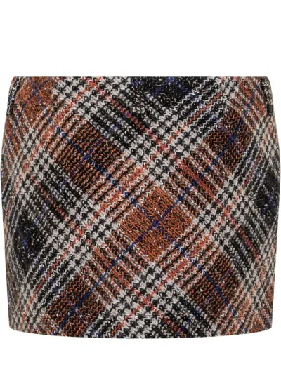 Missoni Wool Check Mini Skirt In Multi