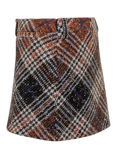 Missoni Wool Check Mini Skirt In Multi