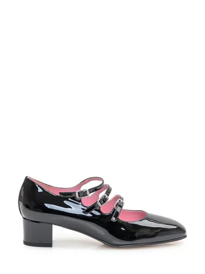 Carel Paris Kina' Black Mary Janes With Straps And Block Heel In Patent Leather In Black