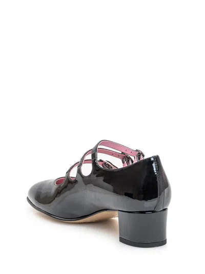 Carel Paris Kina' Black Mary Janes With Straps And Block Heel In Patent Leather In Black