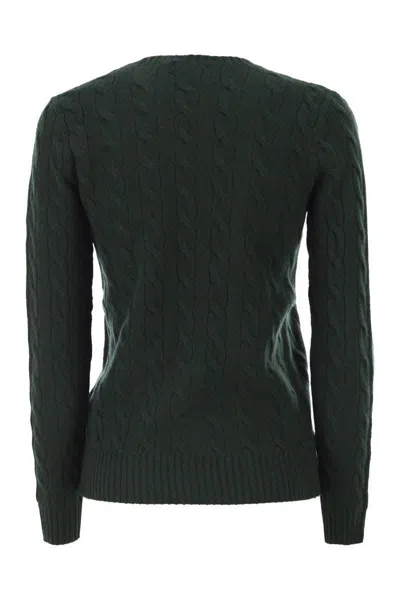 Polo Ralph Lauren Plaited Wool And Cashmere Crew-neck In Green
