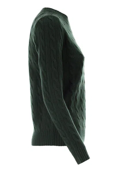 Polo Ralph Lauren Plaited Wool And Cashmere Crew-neck In Green