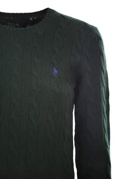 Polo Ralph Lauren Plaited Wool And Cashmere Crew-neck In Green
