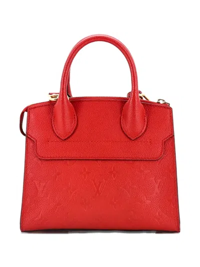 Pre-owned Louis Vuitton Pont Neuf Handbag Monogram Empreinte Leather Mini Satchel In Red