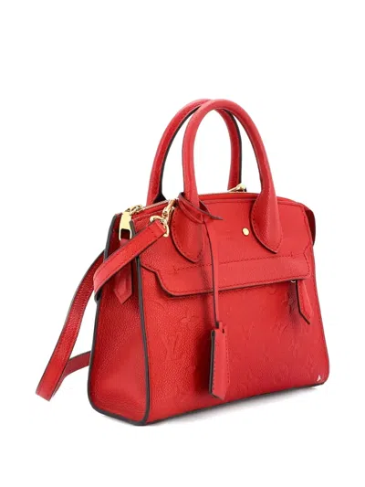 Pre-owned Louis Vuitton Pont Neuf Handbag Monogram Empreinte Leather Mini Satchel In Red