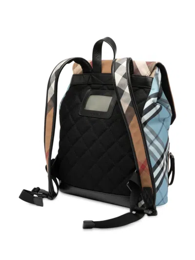 Pre-owned Burberry 2000-2017 Supernova Check Canvas And Nylon Backpack In Blue