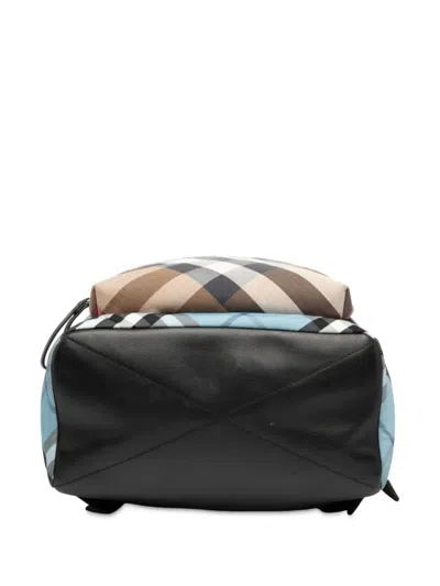Pre-owned Burberry 2000-2017 Supernova Check Canvas And Nylon Backpack In Blue