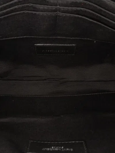 Pre-owned Saint Laurent 2019 Quilted Chevron Leather Monogram Document Holder Clutch Bag In Black