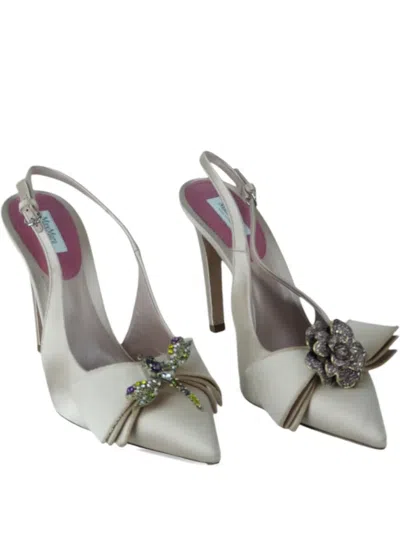 Pre-owned Max Mara 110mm Bussola Slingback Pumps In White