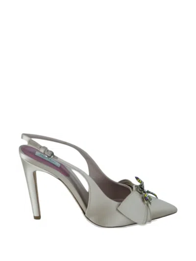 Pre-owned Max Mara 110mm Bussola Slingback Pumps In White