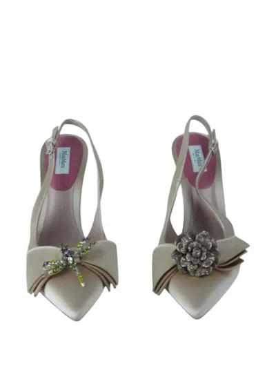 Pre-owned Max Mara 110mm Bussola Slingback Pumps In White