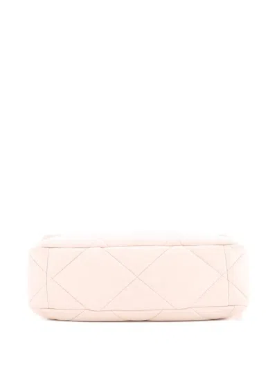 Pre-owned Chanel 19 Flap Bag Quilted Leather Large Crossbody Bag In Neutral