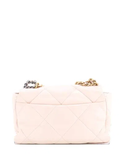 Pre-owned Chanel 19 Flap Bag Quilted Leather Large Crossbody Bag In Neutral