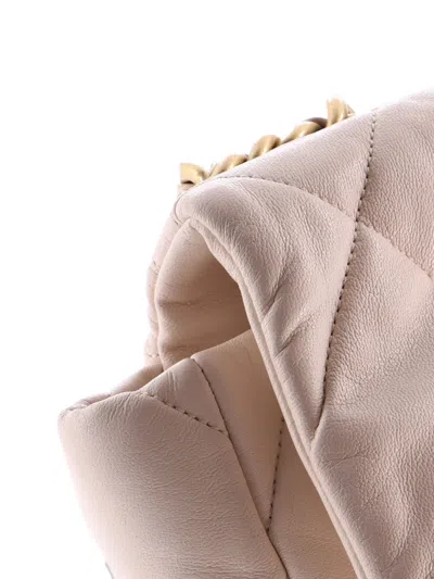 Pre-owned Chanel 19 Flap Bag Quilted Leather Large Crossbody Bag In Neutral