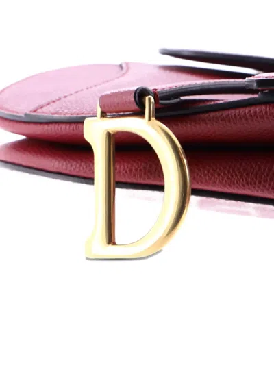 Pre-owned Dior Saddle Handbag Leather Mini Shoulder Bag In Red