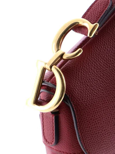 Pre-owned Dior Saddle Handbag Leather Mini Shoulder Bag In Red