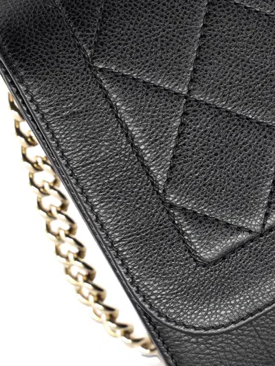 Pre-owned Chanel Label Click Flap Bag Quilted Calfskin Medium Satchel In Black