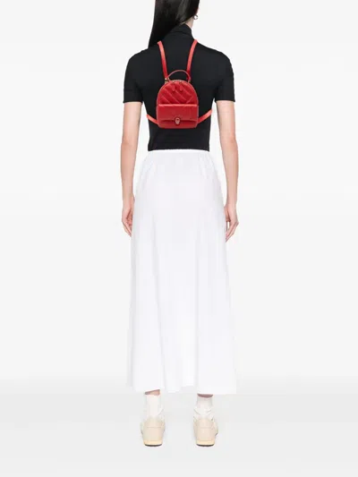 Pre-owned Bvlgari 2010-2025 Leather Serpenti Cabochon Backpack In Red